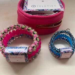 Lilly Pulitzer Vibrant Hair Tie Set - Pink and Blue